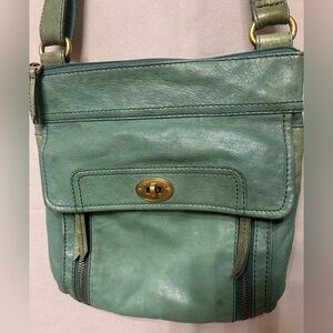 Vintage fossil Green Leather Crossbody